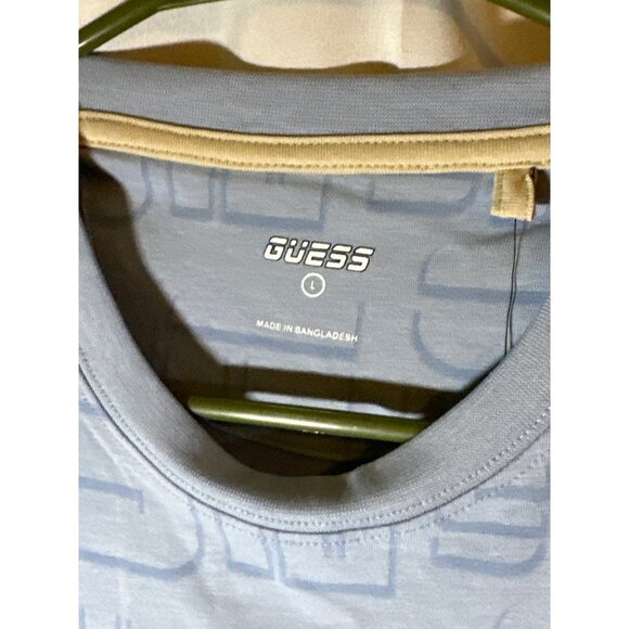 Guess Nimbus Mens Crew Neck Short Sleeve Brand Logo T-Shirt, Blue, Size L, NWT - Picture 4 of 6